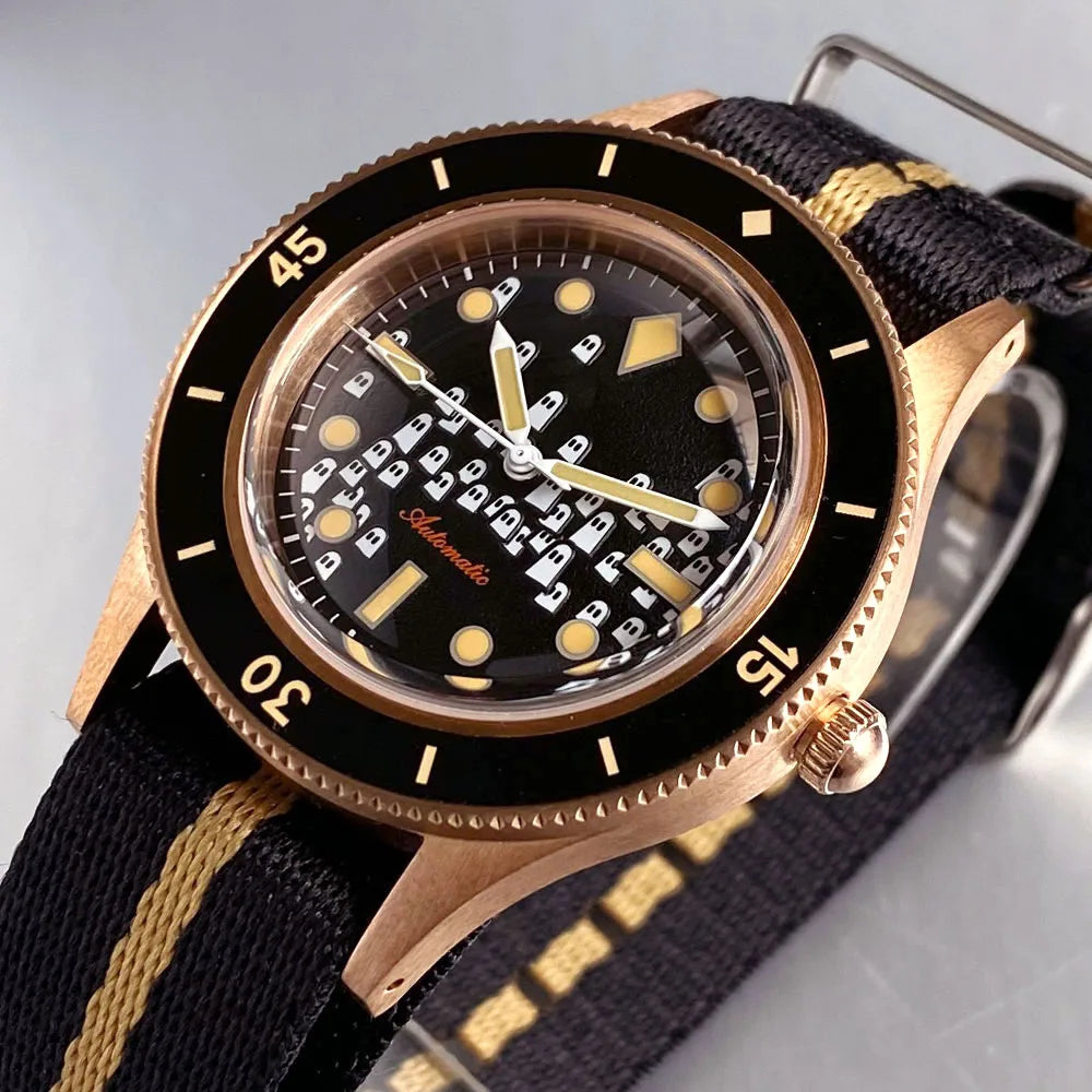 40mm Fifty Fathoms Domed Sapphire Glass CUSN8 Real Bronze Automatic Dive Men‘s Watch For Miyota 8215 20BAR Waterproof