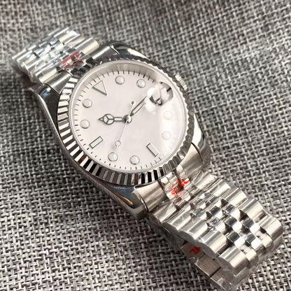 DateJust Style| Fluted Bezel,Seiko NH35 Movement, Sapphire Crystal, Stainless Steel 100m Water Resistance