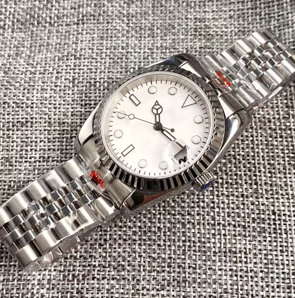 DateJust Style| Fluted Bezel,Seiko NH35 Movement, Sapphire Crystal, Stainless Steel 100m Water Resistance