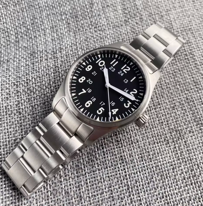 Pilot Watch, NH35A Movement, Sapphire Crystal, Stainless Steel, 200m Water Resistant, Easy Read Dial