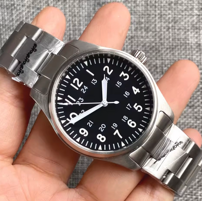 Pilot Watch, NH35A Movement, Sapphire Crystal, Stainless Steel, 200m Water Resistant, Easy Read Dial