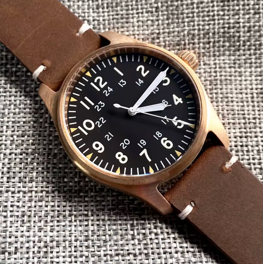 Bronze Pilot Watch, NH35 Movement, Sapphire Crystal, 200m Water Resistant