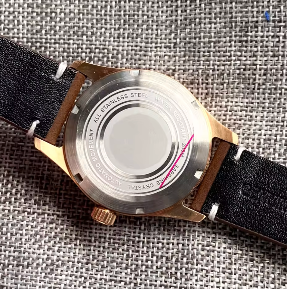 Bronze Pilot Watch, NH35 Movement, Sapphire Crystal, 200m Water Resistant