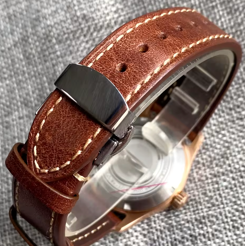 36mm Real Bronze, Automatic NH35A Movement, Sunburst Olive Green 200m Water Resistant, Sapphire Crystal Retro Vintage