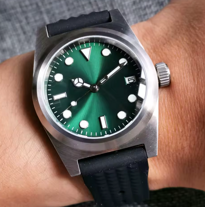 200m Water Resistant, Rubber Strap, Green Shine Dial, NH35 Automatic, Sapphire Crtstal
