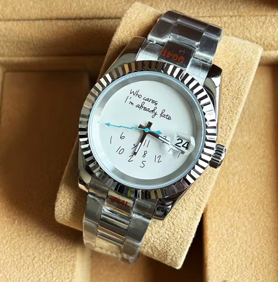 DateJust, NH35 Movement, "Who Cares I'm already Late" dial, 39mm, Sapphire Crystal, Water Resist 100m