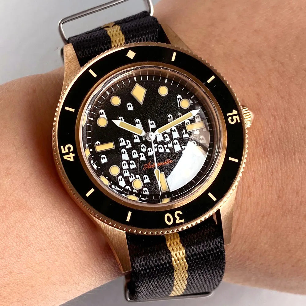 40mm Fifty Fathoms Domed Sapphire Glass CUSN8 Real Bronze Automatic Dive Men‘s Watch For Miyota 8215 20BAR Waterproof