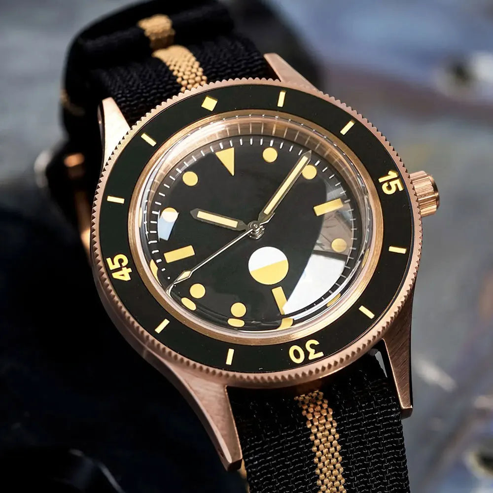 40mm, CUSN8 Solid Bronze Case, Fathoms Style, Domed Sapphire Glass, Automatic Miyota 8125 Movement, 200m Waterproof