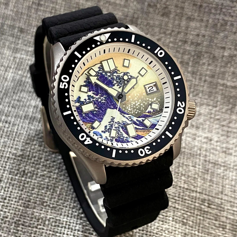 41mm, Titanium, Seiko Automatic NH35A Movement, Kanagawa Dial, Sapphire Glass, Super Lume Dial