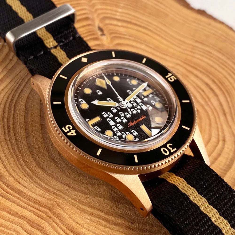 40mm Fifty Fathoms Domed Sapphire Glass CUSN8 Real Bronze Automatic Dive Men‘s Watch For Miyota 8215 20BAR Waterproof
