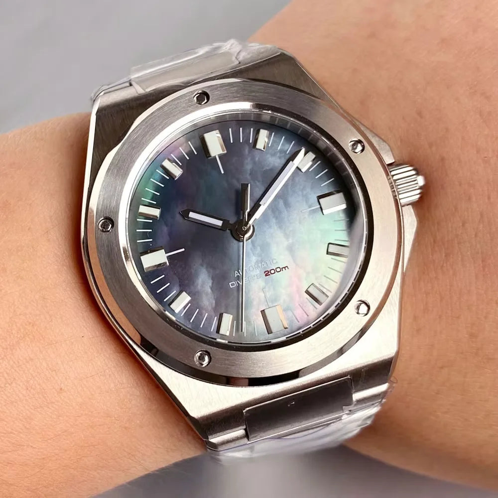 Mother of Pearl Blue 40mm Sapphire Crystal Glass 100m Waterproof Japan  MiyotaAutomatic Men Mechanical Engineer Watches