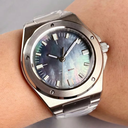 Mother of Pearl Blue 40mm Sapphire Crystal Glass 100m Waterproof Japan  MiyotaAutomatic Men Mechanical Engineer Watches