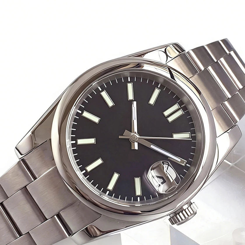 36/39mm, Stainless Steel, Sapphire Glass, Automatic Seiko NH35 Movement, 100m Waterproof, Glide Clasp