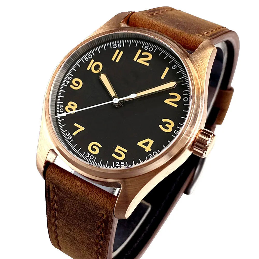 39mm Bronze Miyota 8215 Pilot Style Retro Automatic Men Watch Sapphire Glass 20ATM Diver Luminous Watch